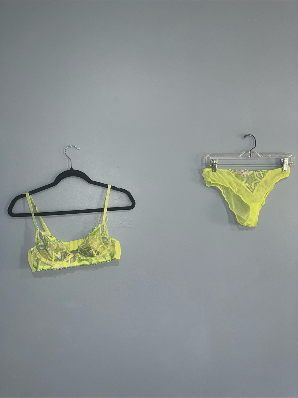 Savage X Fenty Neon Yellow Lace Bralette & Bikini Brief Set